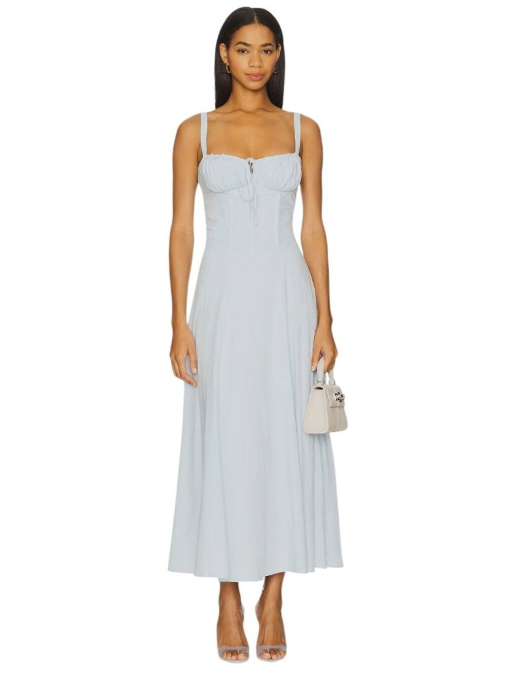 SNDYS x REVOLVE Alessia Drop Waist Dress in Baby Blue Small New Womens Aline